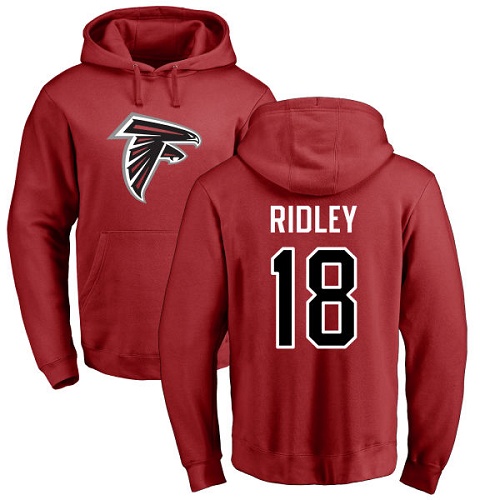 Atlanta Falcons Men Red Calvin Ridley Name And Number Logo NFL Football #18 Pullover Hoodie Sweatshirts->nfl t-shirts->Sports Accessory